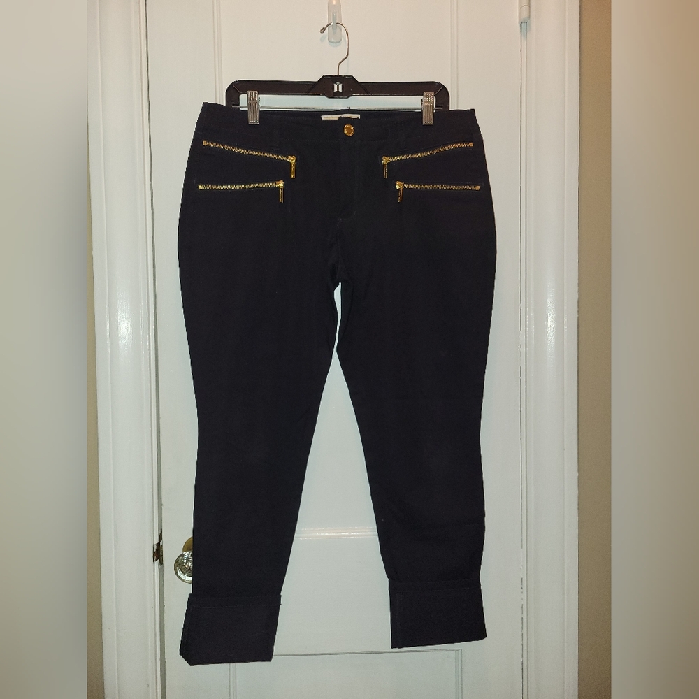 Michael Kors Gold Label Y2K Mid Rise Cropped Pants With Zippers Women's Size 12
